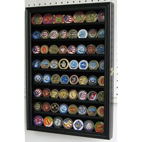 Coin, Poker Chip, Challenge Coin Display Case Holder-Black