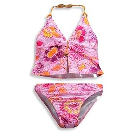 Rubbies - Girl 2 Piece Tankini Bathing Suit, Pink, Orange