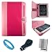 Magenta with Baby Pink Protective Leather Jacket Case Cover with Accessory Slots for Sony PRS950 Daily Edition Wireless e-Reader + Clear Screen Protector + Black USB Car Charger with LED Power Indicator + SumacLife TM Wisdom Courage Wristband