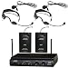 Audio2000s 6032uf UHF Dual Channel Wireless Microphone with Two Headband Headset & Two Lapel (Lavalier) Mic