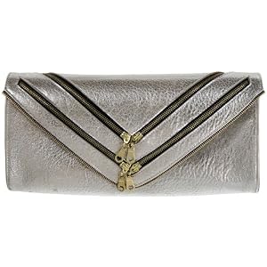 JJ Winters Silver Rhino Zipper Clutch