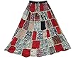 Red Printed Patchwork Skirts Boho Long Skirt