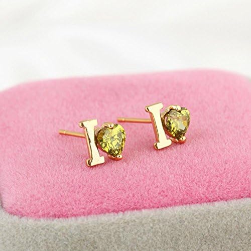 Shiny Love Women Jewelry 18K Gold Plated English Word "I Love You" Romantic Design Stud Earrings For Women