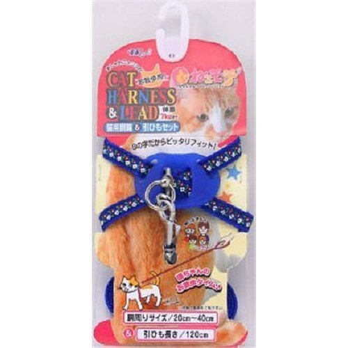 ターキー ねこモテ NMオールドフラワー01 胴輪セット 青