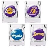 NBA Los Angeles Lakers Four Piece Square Shot Glass Set (Individual Logos)