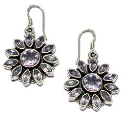 Amethyst Earrings Sterling Silver Jewelry 1.5 inches (erg109)