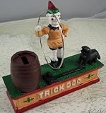 Antique Style Cast Iron Trick Dog Mechanical Bank with Clown