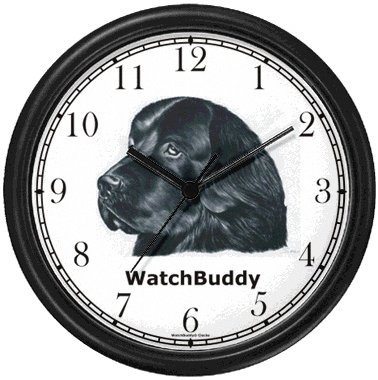 Newfoundland Dog Wall Clock (White Frame)