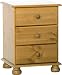 Bedside Cabinet with 3-Drawers and Bun Turned Feet, Pine