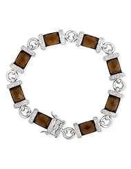 CleverSilvers Faceted Simulated Smoked Topaz .925 Sterling Silver Bracelet
