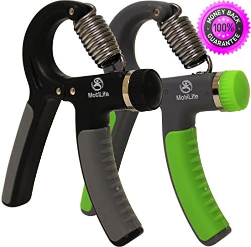 MotiLife Adjustable Hand Grip Strengthener. Great for forearm exercises and to build a firm manly handshake. (2-pack_GreyBlack)