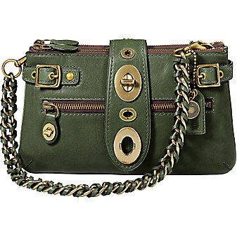 Bottle Green COACH Legacy Leather Bridgit Shoulder Handbag Clutch