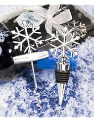 96 Snowflake Wine Bottle Opener and Bottle Stopper Sets Christmas Wedding... by 