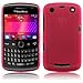 BLACKBERRY CURVE 9370/9360/9350 RUBBERISED TRANSPARENT BACK COVER CASE - HOT PINK, WITH QUBITS-BRANDED MICROFIBER CLEANING CLOTH