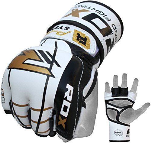 RDX Cow Hide Leather Gel Grappling MMA Gloves Cage UFC Fighting Sparring Glove Training F3
