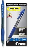 Pilot G2 Retractable Premium Gel Ink Roller Ball Pens, Fine Point, Blue Ink, Dozen Box (31021)