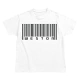 Bar Code Weston Prénoms Masculins T-shirt Garçon (Blanc, tailles 2 - 14)