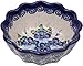 Polish Pottery Ceramika Boleslawiec,  0432/162, Bowl Babka Small, 1/2 Cup, Royal Blue Patterns with Blue Pansy Flower Motif
