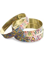 Chamak by priya kakkar Set of 3 Printed Enamel Bangle Bracelet