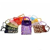 12 Large Organza Assorted Gold Flower Tote Gift Bags