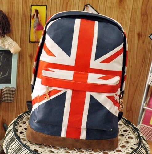 UK Flag Backpack Shoulder Canvas Bag for Campus School Students & Teenagers