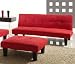 Red Microfiber With Adjustable Back Klik Klak Sofa Futon Bed Sleeper with Ottoman