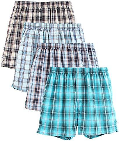 BXMAN 4-Pack Men's Classics Woven Boxer Shorts