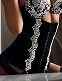 Waspie with glamorous floral embroidery with detachable suspenders by Christies from Italy