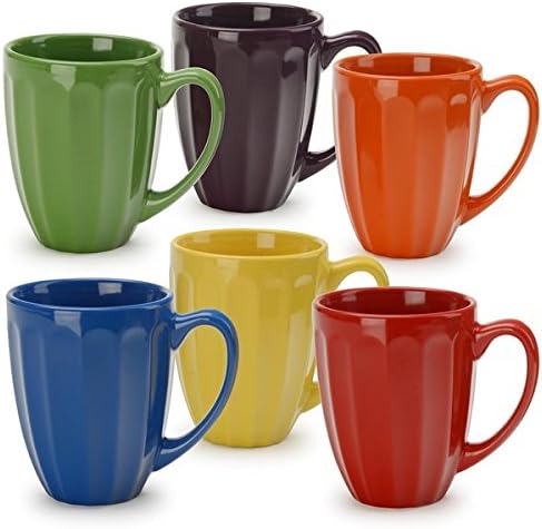 Signature Housewares Assorted Microwave and Dishwasher Safe Fluted Mugs (Pack of 6)