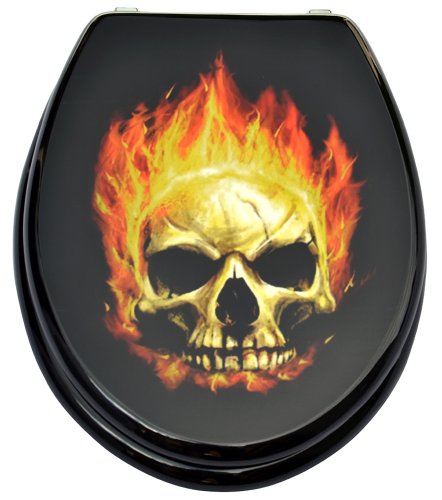 WC-Sitz Toilettendeckel Klodeckel * TOTENKOPF IN FLAMMEN *