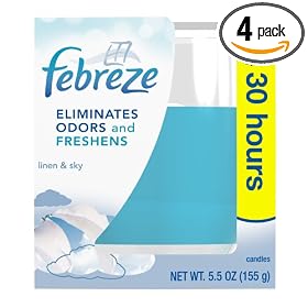 Febreze Candles, Linen and Sky Scent, 5.5-Ounce Candles (Pack of 4)