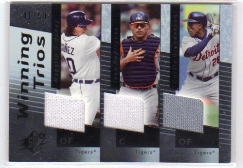 2007 SPx Winning Trios Silver WT-22 Magglio Ordonez / Pudge / Curtis Granderson - Detroit Tigers (Piece of Authentic Jersey - Serial #'d to 50 - Baseball Cards)