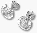 Horse in Horseshoe 3/8" Post Earrings - Sterling Silver Jewelry