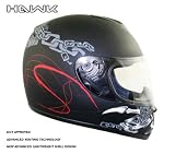 Advance Hawk Skull and Bones with Chains Black Matte Full Face Motorcycle Helmet - Size : XL