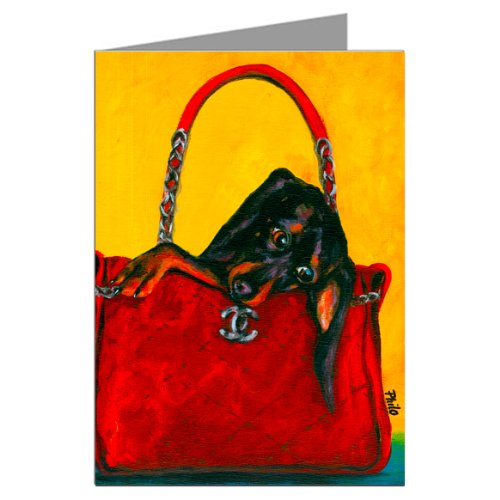 Dachshund in a Coco Chanel Handbag Greeting Card Set