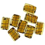 Pugster Gold Tube Silver Foil Murano Glass Bracelet Loose Beads