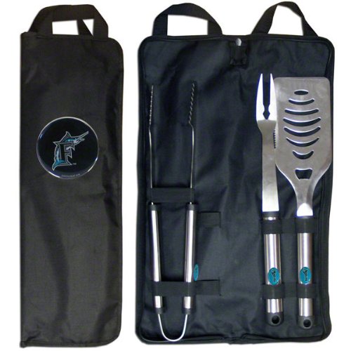 MLB Florida Marlins Stainless Steel BBQ Set with Bag