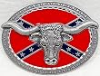 LONGHORN REBEL BELT BUCKLE,WITH REBEL FLAG