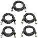 GLS Audio 25ft Mic Cable Patch Cords - XLR Male to XLR Female Black Microphone Cables - 25' Balanced Mike Snake Cord - 5 PACK