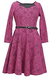 Girls Polyester/Satin Lace Illusion  Sweetheart Fit-and-Flare  Dress With a Sash  and Ruffles