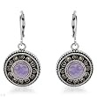 Earrings With 3.00ctw Precious Stones - Genuine Chalcedonies and Marcasites Crafted in 925 Sterling silver. Total item weight 7.5g Length 36.5mm