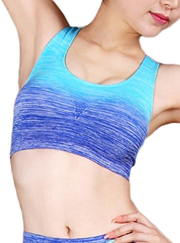 VOGLLY Women's Ombre Padded Sports Bra Premium Seamless Activewear Yoga Bra Size 2 US Blue