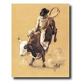 IMAGE OF Cowboy Western Rodeo Bull Riding Picture Art Print