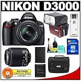 Nikon D3000 10MP Digital SLR Camera with 18-55mm f/3.5-5.6G AF-S DX VR Nikk ....