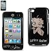 Betty Boop Blowing Kisses on Solid Black Protector Snap On Case Cover for iPod Touch 4 4G - Includes TWO Bonus Personal Charm Straps!