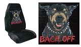Rottweiler Car Truck SUV Back Off Print Seat Covers Dog 2 Black Universal Vehicle Bucket Seatcovers
