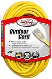 Coleman Cable 02588 12/3 Vinyl Outdoor Extension Cord with Lighted End, 50-Foot