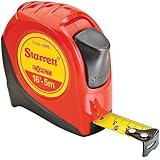 Starrett Exact KTX34-16ME-N ABS Plastic Case Red Measuring Pocket Tape, English/Metric Graduation Style, 16' (5m) Length, 0.75" (19mm) Width, 0.0625" Graduation Interval