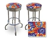 2 24" Tie Dye Fabric Specialty / Custom Barstools Set
