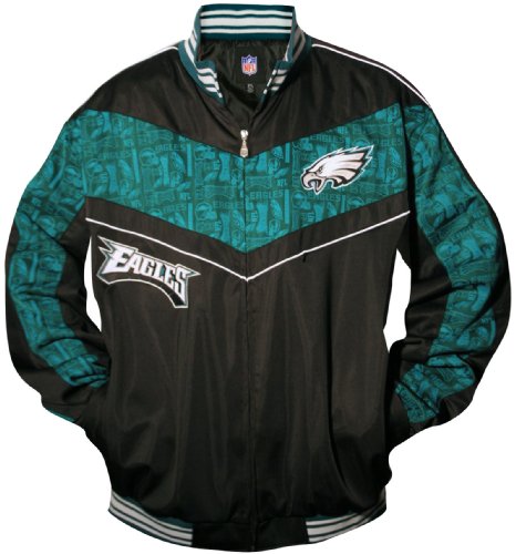 Mtc Marketing NFL Men's Philadelphia Eagles Lateral Track Jacket, Black/Green, 3X-Large